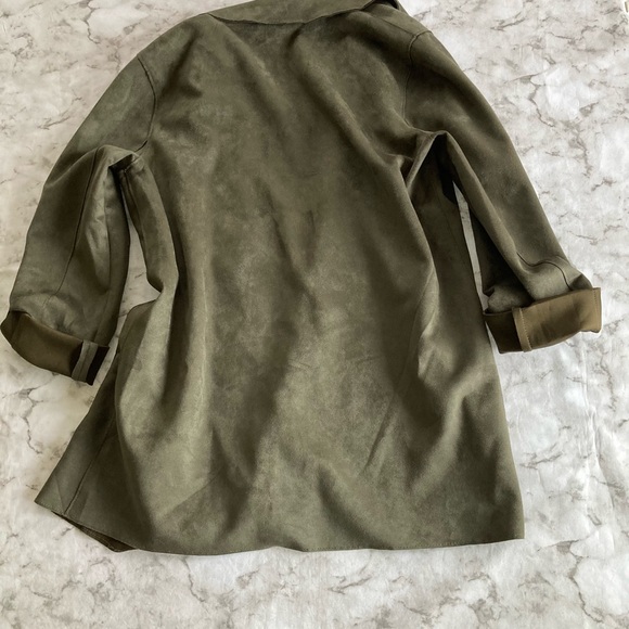 Olive green suede feel jacket - Picture 6 of 7